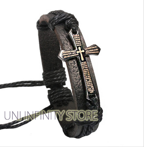 JWLB0029 Gelang Kulit Pria Salib (Cross Leather Bracelet)